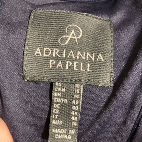 Adrianna Papell Navy Lace Trumpet Gown - Picture 6 of 9